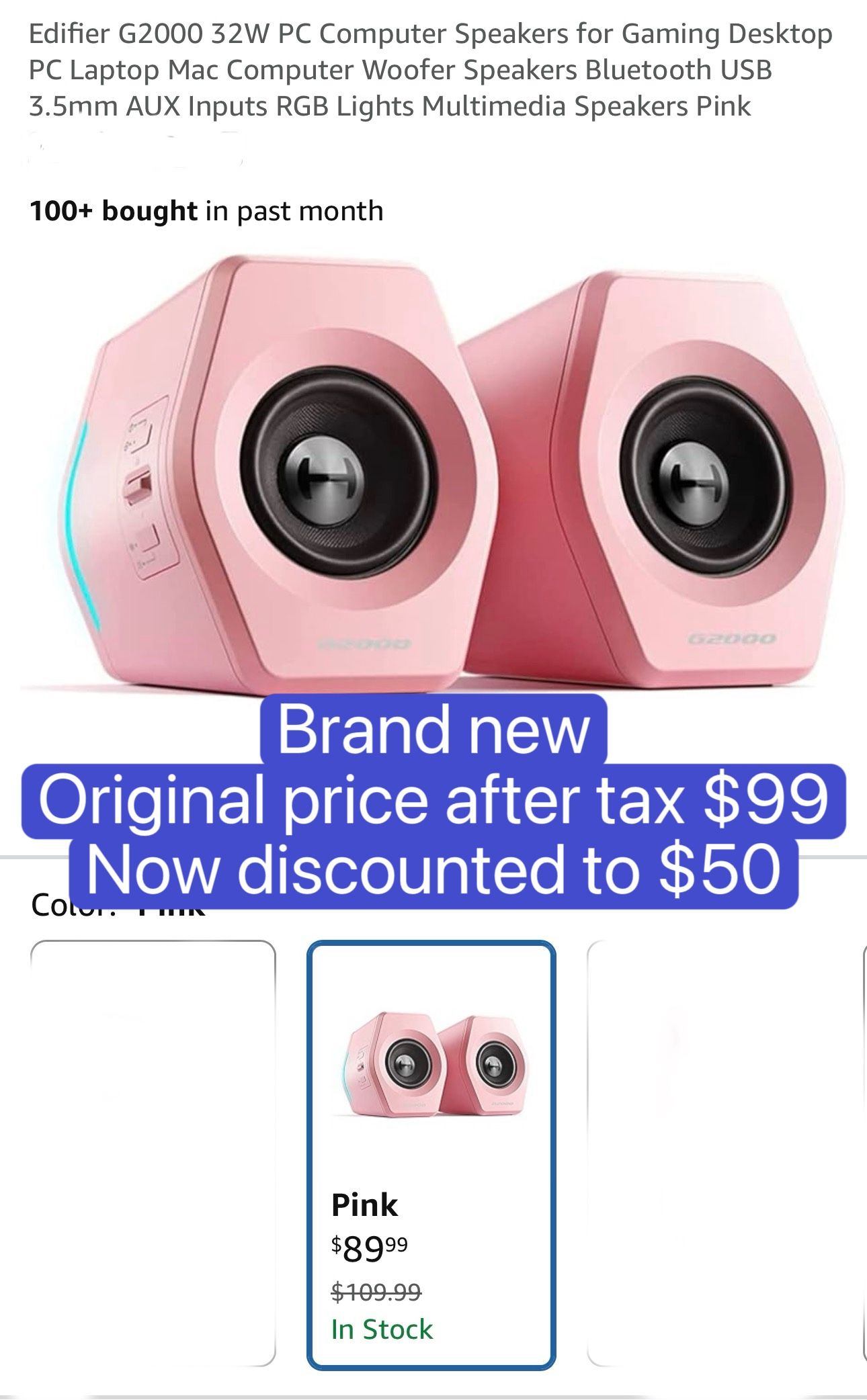 G2000 32W PC Computer Speakers for Gaming Desktop PC Laptop Mac Computer Woofer Speakers Bluetooth USB 3.5mm AUX Inputs RGB Lights Multimedia Speakers