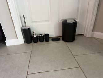 6-Piece Matte Black and Chrome Bathroom Accessory Set