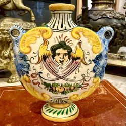 SUPER RARE Cantagalli maiolica bottle vase late 19th century Certosa Firenze