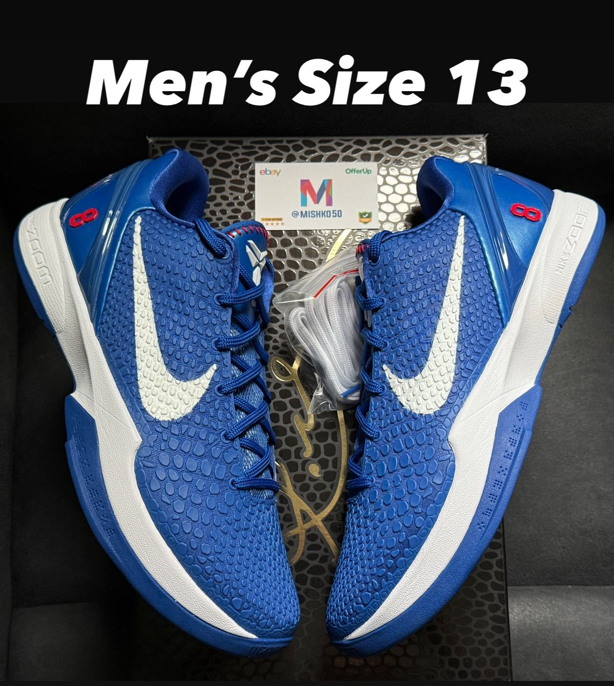Nike Kobe 6 Protro Dodgers Men’s Size 13 LA Blue All-Star Reverse Grinch Air Jordan 4 White Cement Grape 5 Ferrari