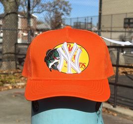 Orange Yankees X Bass Pro Shops Cap! Yankees & MLB Logo! Made By Cherry Picked Hats
