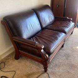 Creative Leather Wood/leather Couch