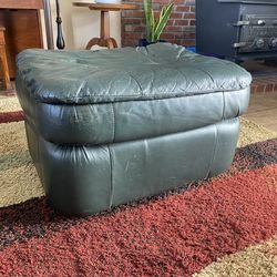 Green Leather Ottoman