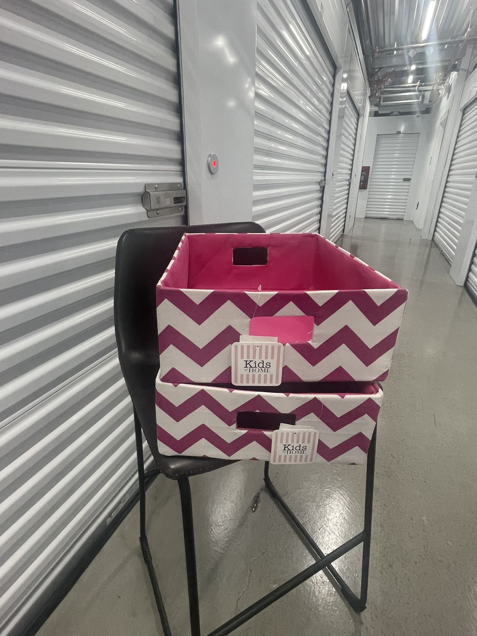 Pink White Zigzag Storage Baskets