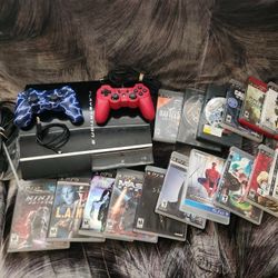 Sony PS3 Fat W  80Gb W "Two Remotes and 17 Games" In Good Working Condition "Can meet or Deliver "