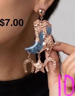 Western Cowboy Boot Dangle Earrings