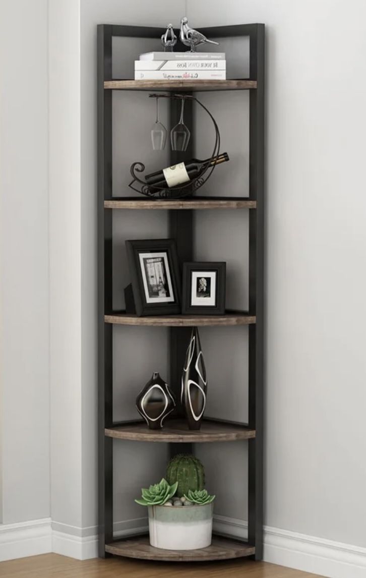 Steel And Wood Corner Shelf 