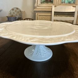Vintage Milk, Glass, Pedestal Cake, Service Tray