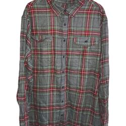 NWOT George Men’s 4XL Charcoal Gray & Red Plaid Flannel Shirt