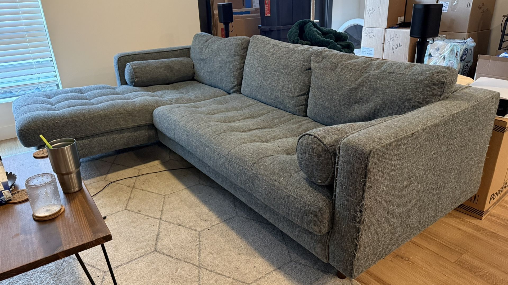 Article Sven Aqua Tweed Left Sectional Sofa