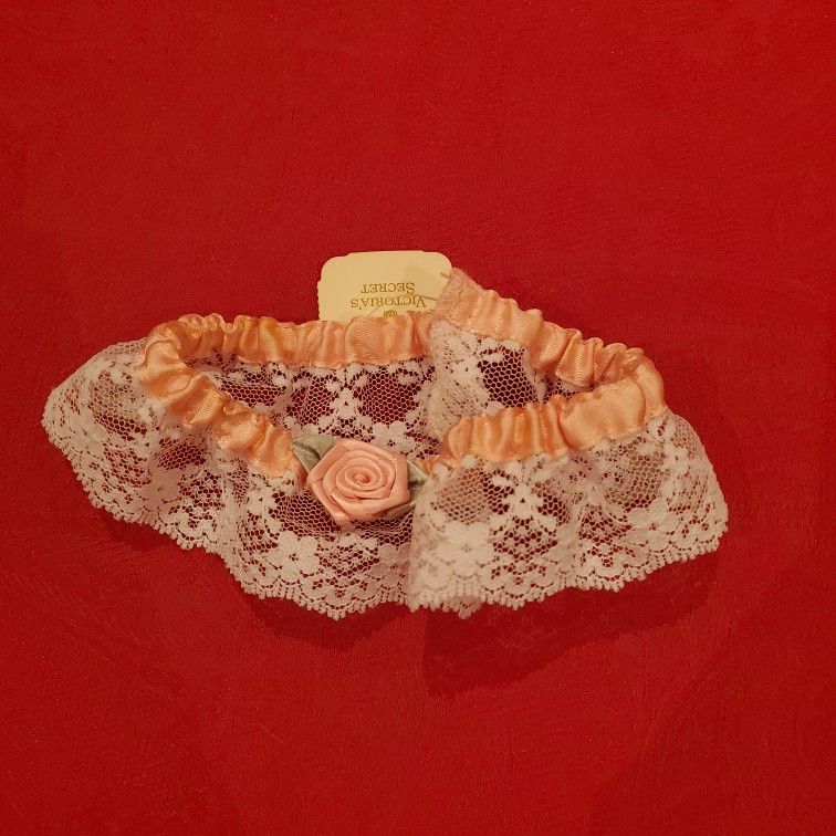 Bridal Leg Garter Light Coral And White Lace
