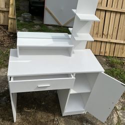 White Vanity w/mirror Cabinet And Shelving
