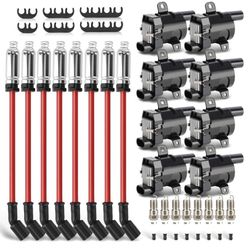 UF262 Ignition Coils Pack & Double Iridium Spark Plugs & 10.2MM Spark Plug Wires for Chevy