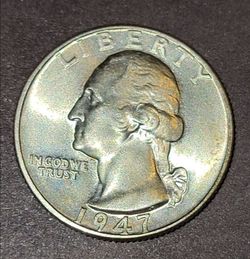 1947 Washington Silver Quarter 90% Silver Vintage Coin