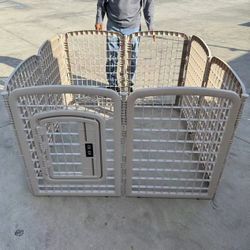 New In Box 34 Inches Tall 8 Panels Dog Pet Exercise Playpen Fence Kennel Plastic Enclosure Crate Barrier Adjustable Detachable 