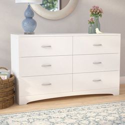New White 6 Drawer Dresser
