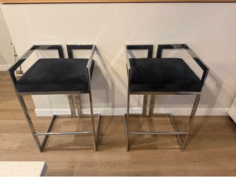 2 Silver & Black Bar Stools