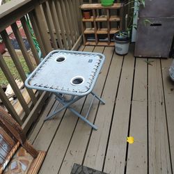 Bliss Metal And Fabric Folding Table For Camping Or Porch