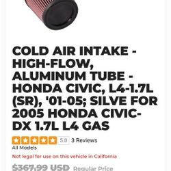 KnN Intake Typhoon Used Good Condition$100 01-05 Civic 1.7