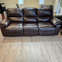 Leather Dual Power Sofa - Chocolate Brown