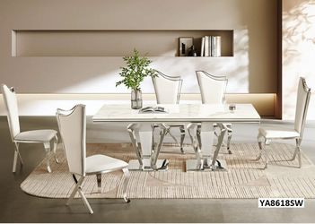 Modern Stainless Steel Dining Table Set 7-PC NEW INTRODUCTION!