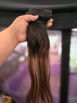 20" dark brown  caramel blonde balayage  human hair clip ins 7 pcs new