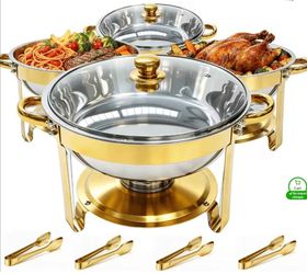 Set of 4 Round Golden Chafing Dishes