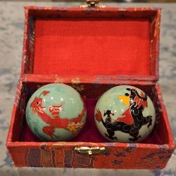 Brand New Asian Hand Exercise Baoding Balls that Chimes With Dragon Design Stress Relief Therapy.