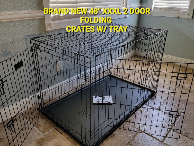 New 48" Dog crate 2 Door Folding Xxxl Puppy Dog Training Cage Up To 125