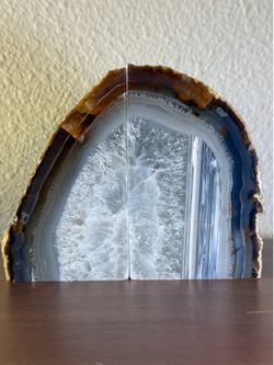 Agate Crystal Bookends – Natural Geode Quartz (Heavy Set)