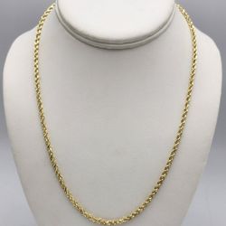 14kt Solid Gold Rope Chain 13.2G 19"