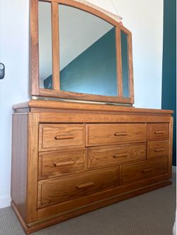 Solid Wood Dresser and Mirror