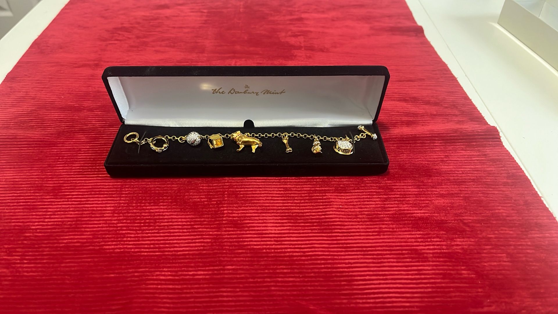 Danbury Mint Pug Charm Bracelet
