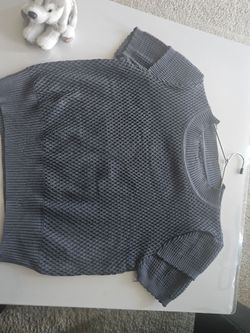 Gray Waffle Knit Crewneck Sweater