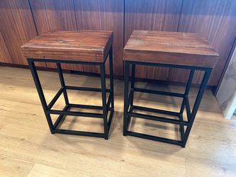 2 counter height walnut barstools
