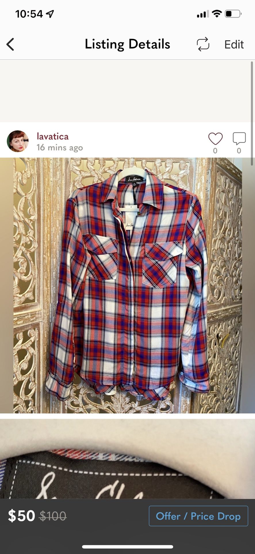 NWT Sam Edelman red plaid shirt size xs