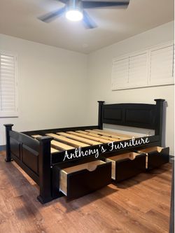 New Queen Bed With Drawers- no mattress