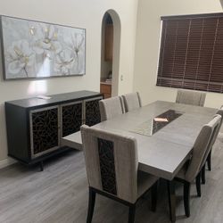 Dinning Room Table, Chairs And Buffet