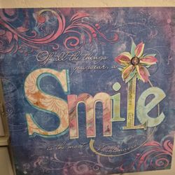 Large 24" Square" SMILE " CANVAS