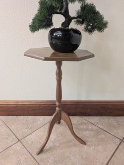 Octagonal Wood Pedestal Plant Stand