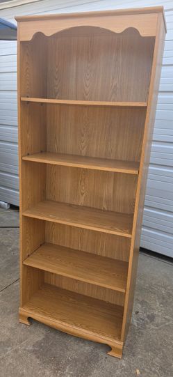 Tall Wood Bookcase with 5 Shelves
