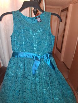 Girls Sz 10 Lace Dress W Satin Bow Waist Tie