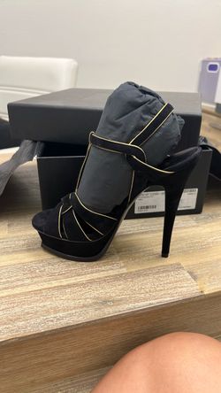 YSL TRIBUTES BLACK SUEDE GOLD LINING
