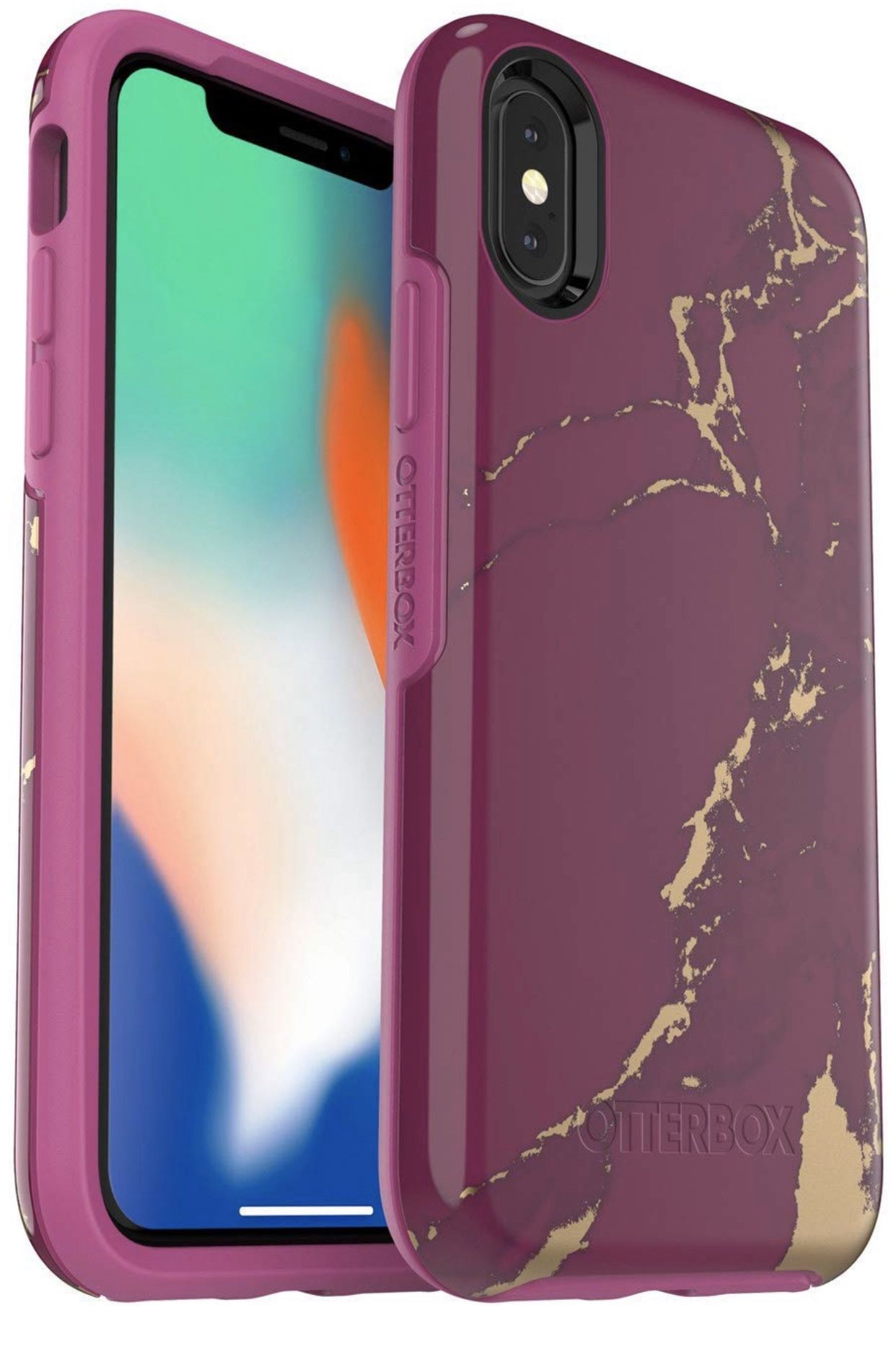 OtterBox Symmetry Series Case for iPhone Xs & iPhone X - (Purple Marble)