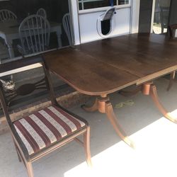 Antique Table And Chairs With Original Fabric