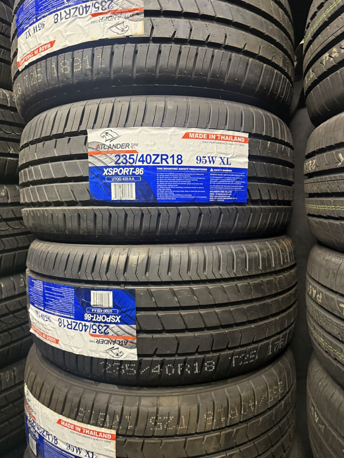 235/40/18 Atlander 4 New Tires Installed And Balanced 40,000 Miles Warranty