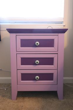 Refurbished Purple Magenta 2-Tone Nightstand Table With 8 Outlet Electric 4 USB Plug