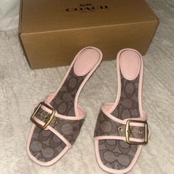 pink coach heel margot sandal 