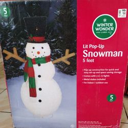Christmas Snow Man 5" Feet In Box New