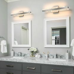 2 Bathroom Vanity Light Brushed Nickel 24 inch - 28W Dimmable LED Bath Bar Light Fixtures Over Mirror